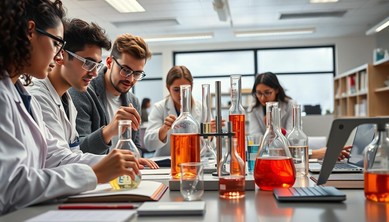 Students working in research laboratory